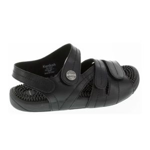 Kenkoh “Essence” Black Leather Massage Sandal